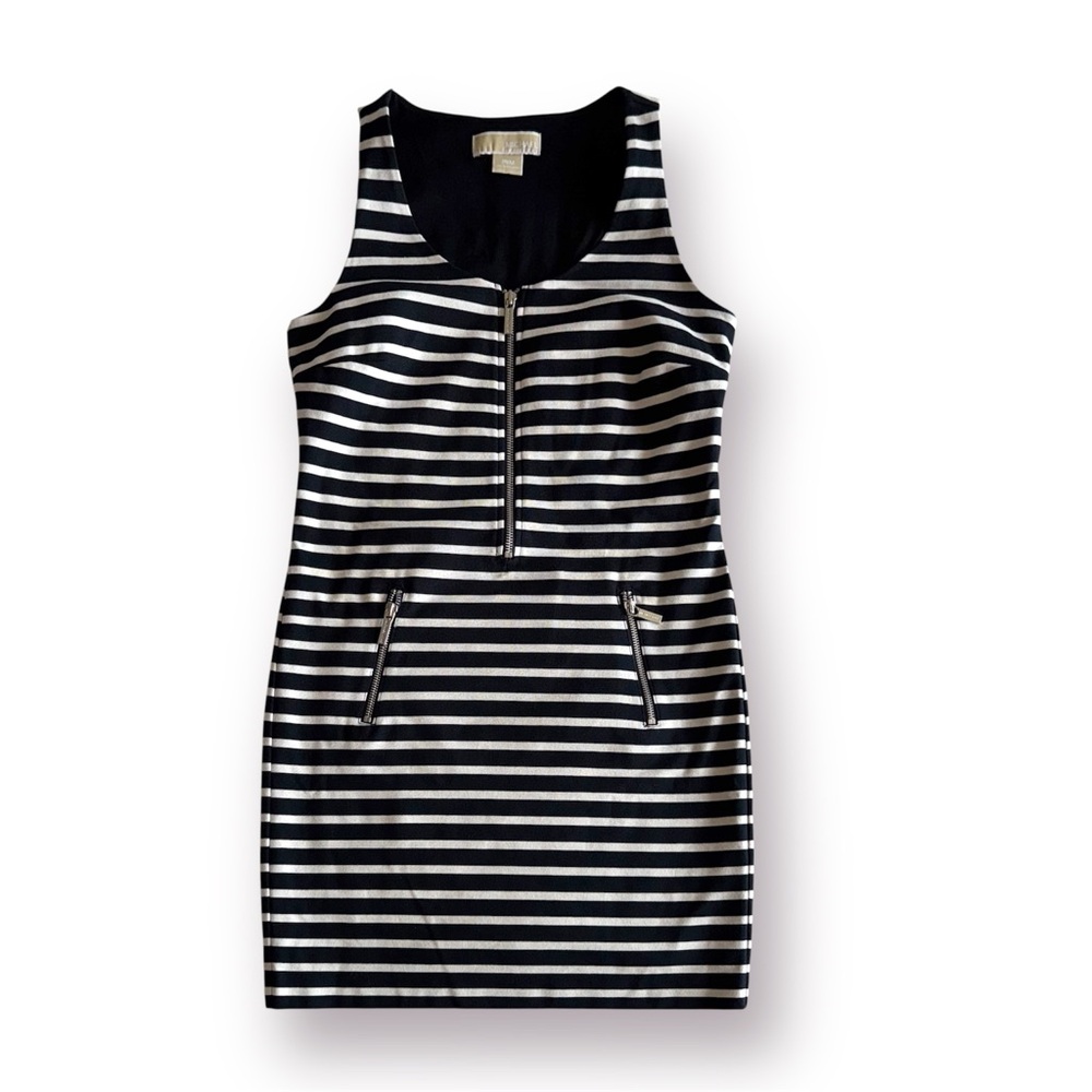 Michael Kors Nautical Navy & White Striped Sleeveless Stretch Mini Dress - Picture 4 of 8